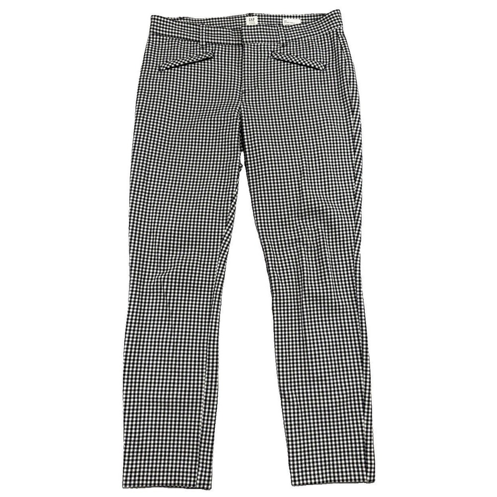 Gap Gingham Checkered Skinny Ankle Pants Black & White Size 8 Preppy Office